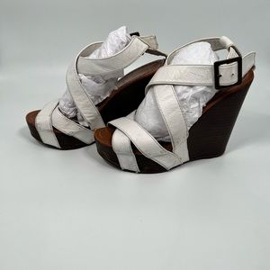 Ralph Lauren platform white wedges